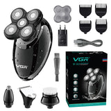 VGR 4in1 grooming electric shaver kit wet dry electric razor for men rechargeable USB beard shaving machine beard&amp;body trimmer