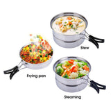 Portable Outdoor Camping Picnic Travel Cooking Pot Frying Pan Cookware Lunch Box