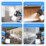 Cordless Paint Sprayer with 1.8mm Copper Nozzles 2000mAh Lithium Battery 550W 800ml Container for Home Interior and Exterior