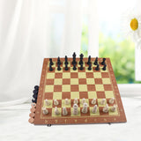 39x39cm Folding Wooden Chess Set Chessboard Board Game with Wood Storage Box