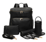 New Design Diaper Backpack Vegan Leather Baby Bags for Mom Dad Waterproof Changing Bag with Changing Pad Nappy Nursing Bags