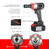Cordless Electric Impact Wrench 980Nm Torque Brushless Motor with Chuck Fast Charger  Multifunction Impact Kit Variable Speed