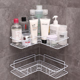 Bathroom kitchen Punch Corner Frame Shower Shelf Wrought Iron Shampoo Storage Rack Holder with Suction Cup bathroom accessories