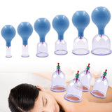6Pcs/Set Suction Cup Vacuum Cupping Jar Ventouse Body Massage Cans Massager Meridian Rubber Head Anti Cellulite Health Care