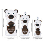 Golf Wood Cover White Bear Golf Club Head Cover for Driver Fairway Hybrid Waterproof Protector PU Leather Soft Golf Headcover