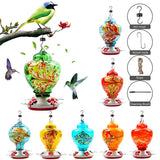 Pet Bird Feeder Hummingbird Feeder Courtyard Outdoor Drinking Fountain Hand-blown Glass Hanging Feeding Station Food Container