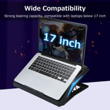 Foldable Laptop Cooler 6-fan Laptop Cooling Stand Low Noise with 6-level Adjustable Height Dual USB Ports Wide Compatibility