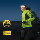 LED Headlight,Broadbeam 350 Lumens IPX4 Waterproof USB Rechargeable Headlight for Camping, Running, Fishing