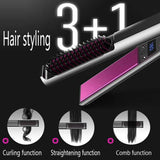 Curling Wand Negative Ion Hair Straightening Comb Hair Curler Tourmaline Ceramic Hair Curling Hair Tools,EU Plug