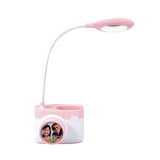 Table Lamp with Fan Rechargeable Desk Lamp with USB Charging Port & Pen Holder, 3 Stepless Dimming for Bedroom