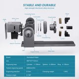 Atomstack R1 Pro Roller Rotary with 3 Sets of Jaws Adjustable Diameter Engraving Rings Spherical object Cups