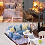 CUTEBEE DIY Doll House Wooden Doll Houses Miniature Dollhouse Furniture Kit with LED Toys for Children Christmas Gift  L023