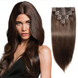 Real hair wig ladies long straight hair extension piece seamless eight-piece clip hair real wig piece