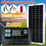 100A 30W Solar Panel Power System Kit 220V 1500W Inverter 12V/18V Battery Charger USB Out Solar Power Battery Car Inverter