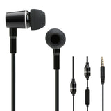 Headphones wired 3.5mm in-ear headphones noise-canceling in-line control with microphone black for smartphones computers