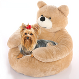 Super Soft Pet Bed Sofa Comfort Pet Supplies Winter Warm Cute Bear Hug Cat Sleeping Mat Plush Large Puppy Dogs Cushion