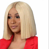 Bob Hair Wig Ladies Short Straight Blonde Medium Differentiated Fiber Head Cover