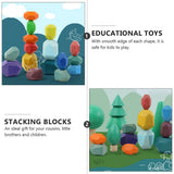 1 Set/16Pcs Kids Stacking Blocks Wooden Stone Building Blocks Stacking