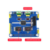 2-Channel Isolated CAN Expansion HAT,for Raspberry Pi,MCP2515 + SN65HVD230 Dual Chips Solution, Multi Onboard Protection