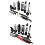 EU Plug 7 in 1 Multifunction Professional Negative Ion Hair Dryer with Comb Hair Dryer Set Curling Wand Straight Hair with 7 Att