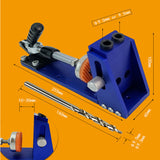 Pocket Hole Jig Kit with Drilling Hole Tools Dowel Drill Joinery Screw Kit All-In-One Drill Hole System Jig Carpentry Locator