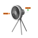 Portable Camping Fan Rechargeable Mini Fan USB Outdoor Camping Ceiling Fan With Led Light Tripod Stand Desktop Fan Gray/White