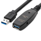 5M USB 3.0 Male to Female Cable with Extension Chipset - USB Active Extension Cable Repeater Cable - Black