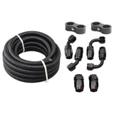 Nylon Braided Fuel Hose Set 6Pcs Swivel Hose Ends Rubber Black Metal Fuel Line   Coolant Transmission Fluid Vacuum Oil