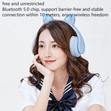 Cat Ear Headphones, LED Lights Computer Headphones, Headset Bluetooth 5.0 Headphones, Support TF Card