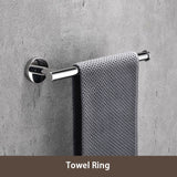 Bathroom Hardware Set Stainless Steel  Mirror Round Towel Bar Toilet Paper Holder Towel Ring Robe Hook