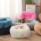Cozy Plush Calming Pet Dog Bed Basket Square Cat Nest Hondenmand Soft Winter Warm Sleeping Mat House for Small Medium Large Dogs