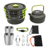 Outdoor Camping Teapot Pot Hiking Picnic Teapot Set Portable Cookware Combination Aluminum Tableware with Tea Cup