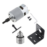 DC 12-24V Mini Hand Electric Drill Motor Wood DIY Lathe Press 775 Motor w/ JTO Chuck + Mounting Bracket Double Ball Bearings New