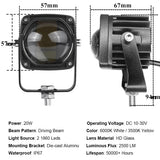 2" HD Glass Led Work Light 6000K White 3500K Amber Driving Fog Lights High / Low Beam Spotlight Car Off Road Motorcycle 12V 24V