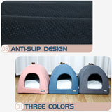 New Foldable Dog Cat Bed Non-slip Pet Kennel Soild Color Kitten House Indoor Enclosed Sleeping Cats Cave Bed for Small Dogs Tent
