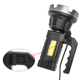 XANES 50W LED+COB Strong Light Outdoor Portable Flashlight Built-in Battery USB Rechargeable Camping Lanterna Work Light Torch