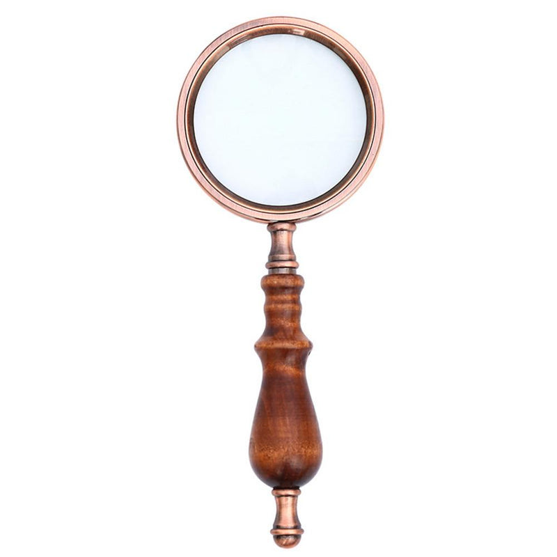 10X Magnifying Glass Retro Handheld Magnifier Wooden Handle Optical Glass Magnifying Glass for Reading Coins Repair Work #35