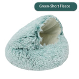 New 2 In 1 Hooded Cave Winter Warm Cat Dog Bed Round Soft Long Plush Dog House Bed For Small Dogs Kennel Cats Pet Nest