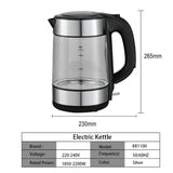 1.7L Electric Kettle Blue LED Light Glass Kettle 2200W Smart Whistle Kettle Quick Heating Boiling Health Pot Teapot