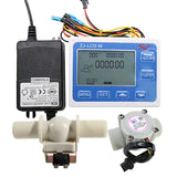 Digital LCD Display Quantitative Controller Water Control + 1" Hall Effect Flow Sensor Flowmeter + 1" Solenoid Valv-e N/C Norma