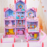 Princess Big Villa DIY Dollhouses casa muñecas Pink Castle Play House With Slide Yard Kit Assembled Doll House Toys