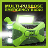 Multifunctional Radio Hand Crank Dynamo Solar Powered AM FM NOAA Weather Radio Flashlight 10000mAh Power Bank for Cell Phone