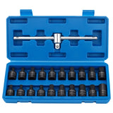 21 Pcs Universal Drain Plug Socket Set Oil Sump Plug Key Remover Tool 3/8' Drive Chrome- Vanadium Steel for Automotive
