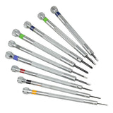 9pcs Professional Watchmakers Tool Practical Durable Screwdriver Set With Stand Accuracy Eyeglasses Flat Blade Metal Repair