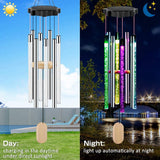 2 Pcs Solar Wind Chimes with Variable Colors,Waterproof LED Wind Chimes,8 Tubes on the Outside,Commemorative Wind Chimes