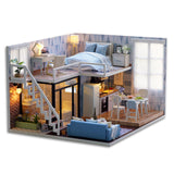 Assemble DIY Wooden House Dollhouse kit Wooden Miniature Doll Houses Miniature Dollhouse toys With Furniture LED Lights Gift