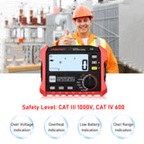 HT5910 4.7inch LCD Resistance Meter Leakage Switch Tester RCD/Loop Tester 1000 Data Storage Megohmmeter Voltmeter with Backlight