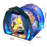DIY Miniature Furniture Ocean Room Kit Dollhouse with Light Fish Assembled 3D Model Casa Doll House for Children Adult Gifts