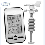 Wireless Anemometer Dual Mount Wind Sensor LCD Weather Station Clock Wind Speed Direction Chill Home Temperature Humidity Meter
