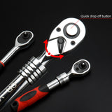 1/4" 3/8'' 1/2'' Flex Head Socket Ratchet Wrench Extendable Ratchet Auto Repair Automatic Maintenance Tool Flex 21/33.5/43.5cm